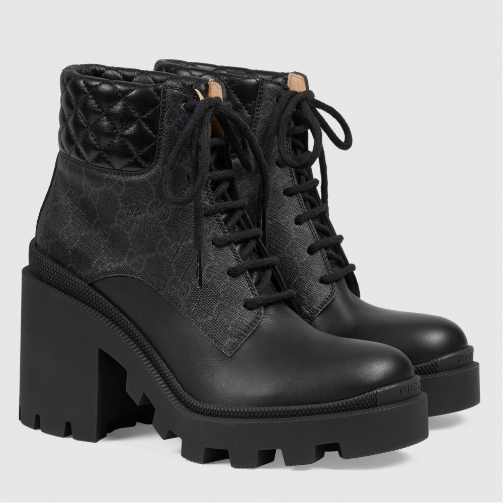 Gucci Ankle Boots in Black GG Supreme with Black Leather TDSS26003