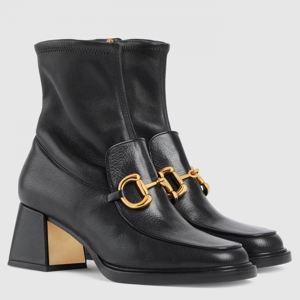 Gucci Ankle Boots in Black Leather with Horsebit TDSS26006