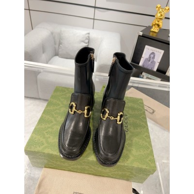 Gucci Ankle Boots in Black Leather with Horsebit TDSS26006