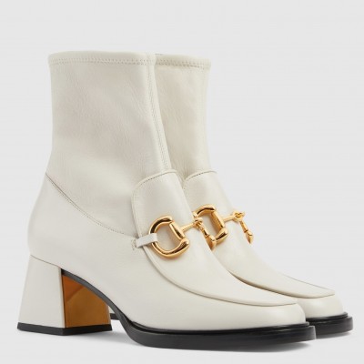 Gucci Ankle Boots in White Leather with Horsebit TDSS26009