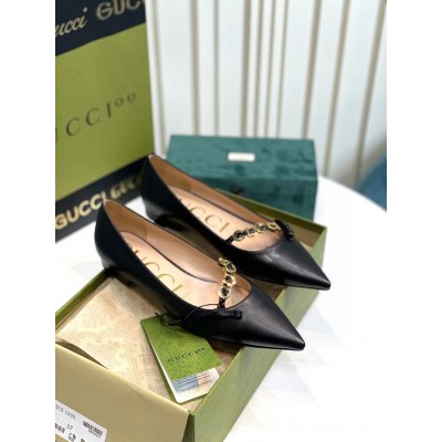 Gucci Ballet Flats in Black Leather with GUCCI Metal TDSS26039