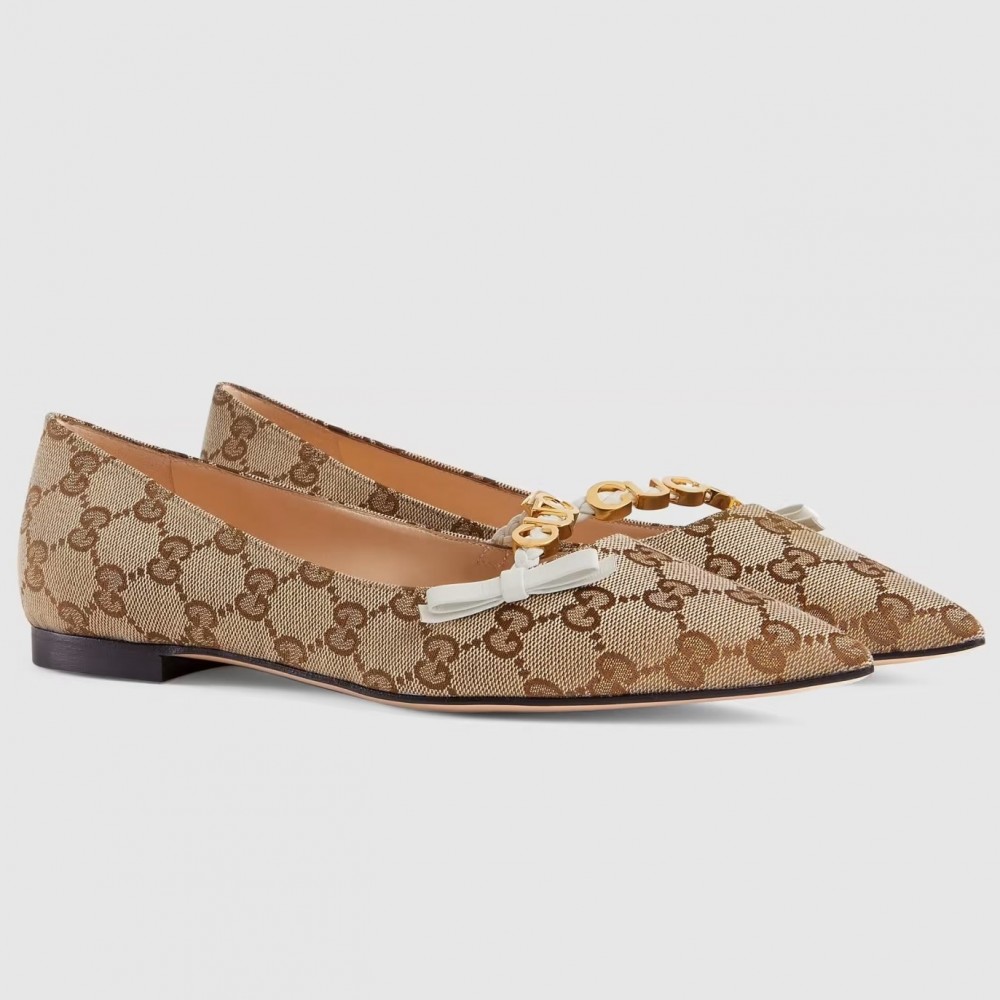 Gucci Ballet Flats in GG Canvas with GUCCI Metal TDSS26043