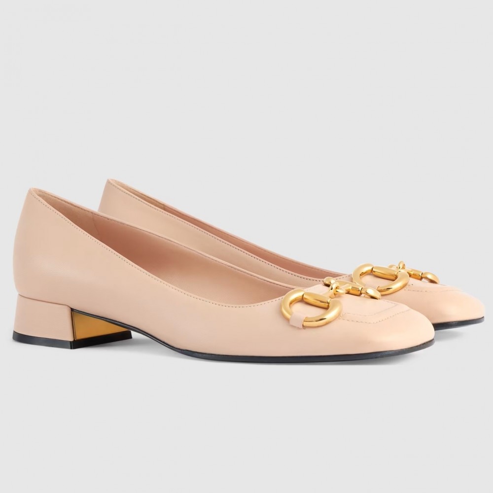 Gucci Ballet Flats in Light Pink Leather with Horsebit TDSS26044