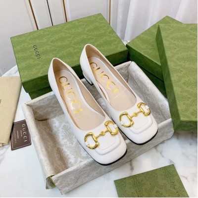 Gucci Ballet Flats in White Leather with Horsebit TDSS26046