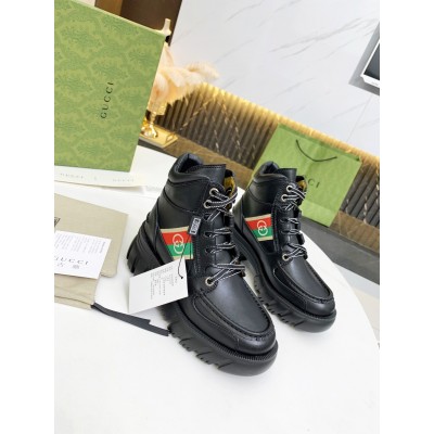 Gucci Black Leather Ankle Boots With Interlocking G TDSS26012