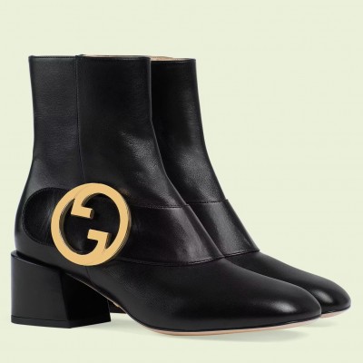 Gucci Blondie Ankle Boots in Black Leather with Interlocking G TDSS26014