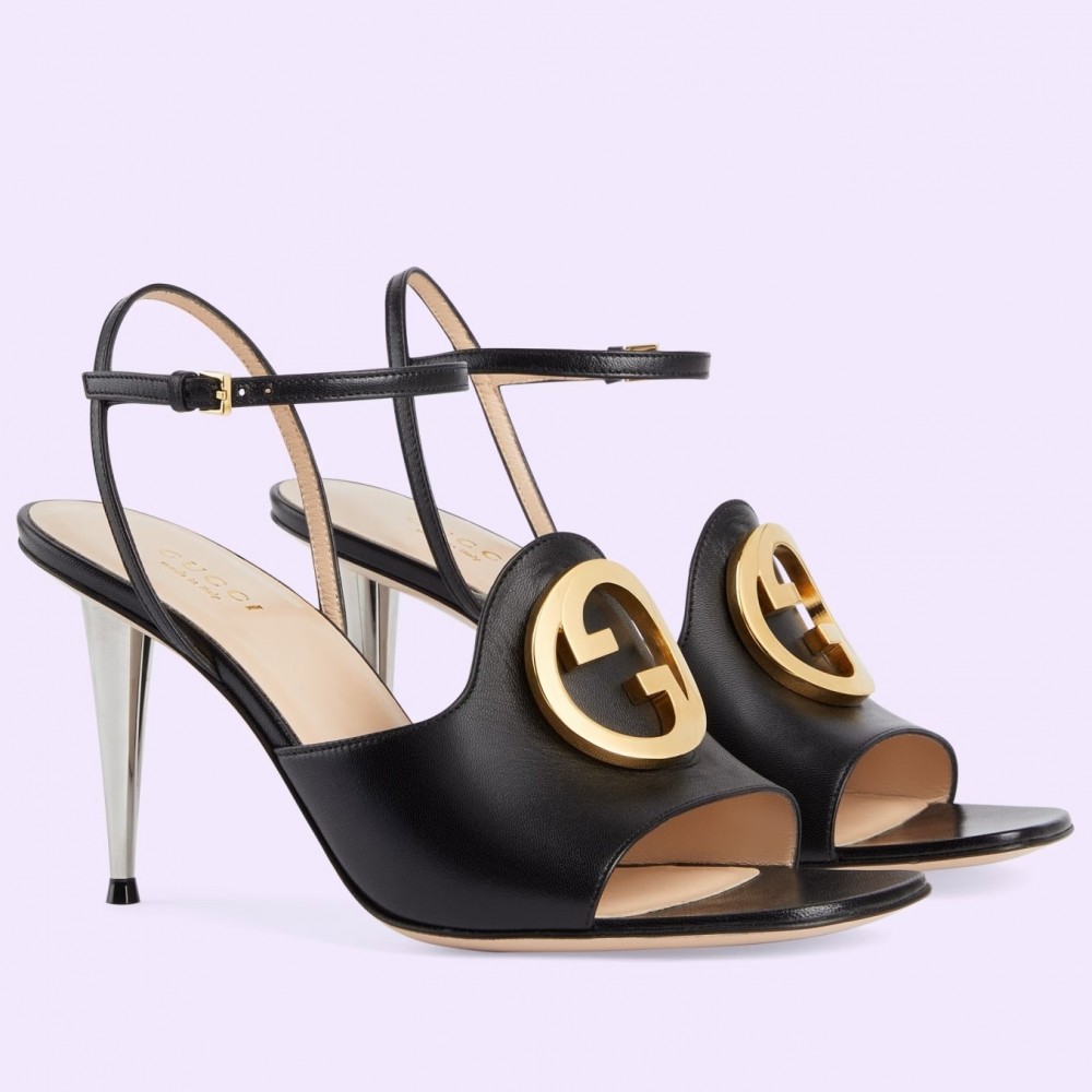 Gucci Blondie Sandals 85mm in Black Leather TDSS26170