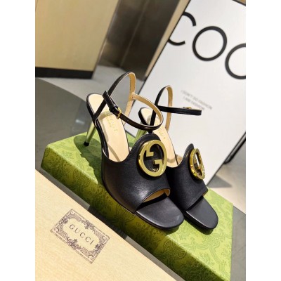 Gucci Blondie Sandals 85mm in Black Leather TDSS26170