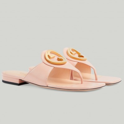 Gucci Blondie Thong Sandals in Pink Leather TDSS26173