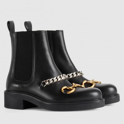 Gucci Chelsea Boots in Black Leather with Chain TDSS26016