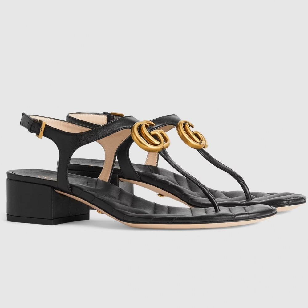 Gucci Double G Sandals in Black Leather TDSS26175