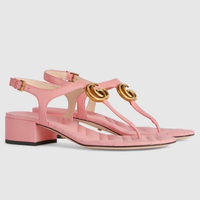 Gucci Double G Sandals in Pink Leather TDSS26176