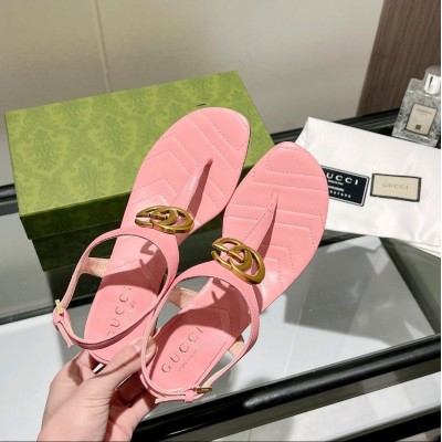 Gucci Double G Sandals in Pink Leather TDSS26176