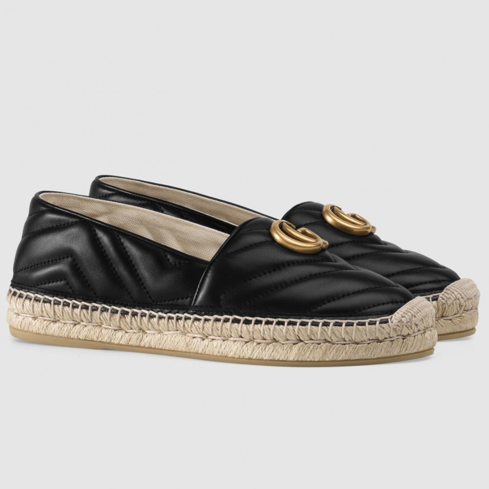 Gucci Espadrilles in Black Matelasse Leather with Double G TDSS26025