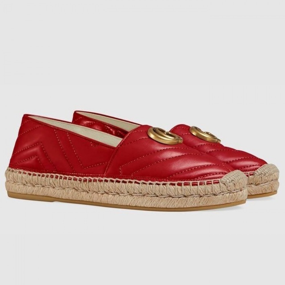 Gucci Espadrilles in Red Matelasse Leather with Double G TDSS26029