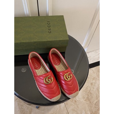 Gucci Espadrilles in Red Matelasse Leather with Double G TDSS26029