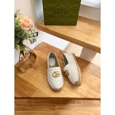 Gucci Espadrilles in White Matelasse Leather with Double G TDSS26030