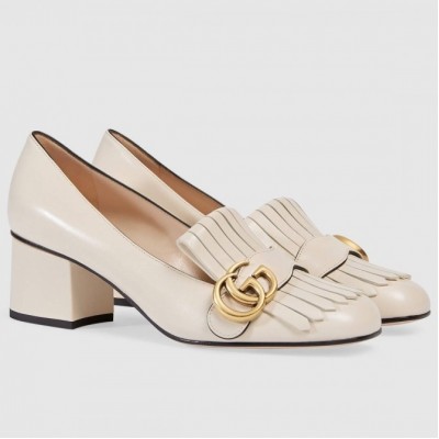 Gucci Fringed Pumps 50mm In White Leather TDSS26136