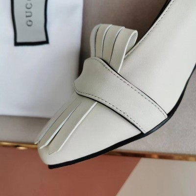 Gucci Fringed Pumps 50mm In White Leather TDSS26136