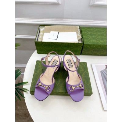 Gucci Horsebit 75mm Sandals in Lilas Leather TDSS26183