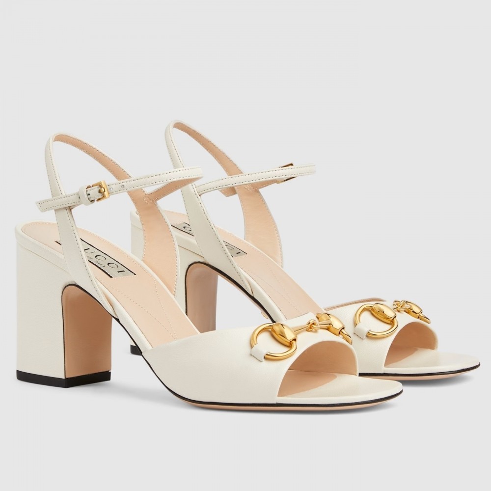 Gucci Horsebit 75mm Sandals in White Leather TDSS26184