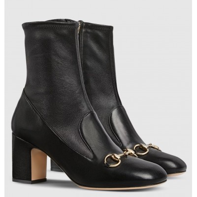 Gucci Horsebit Ankle Boots 75mm in Black Leather TDSS26017