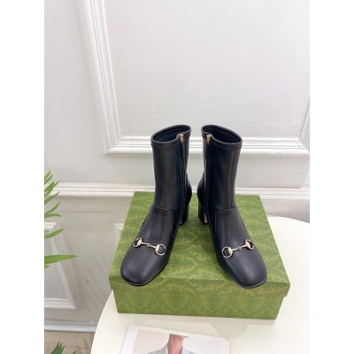 Gucci Horsebit Ankle Boots 75mm in Black Leather TDSS26017