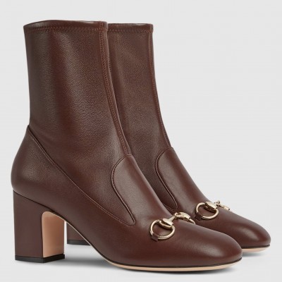 Gucci Horsebit Ankle Boots 75mm in Dark Brown Leather TDSS26018