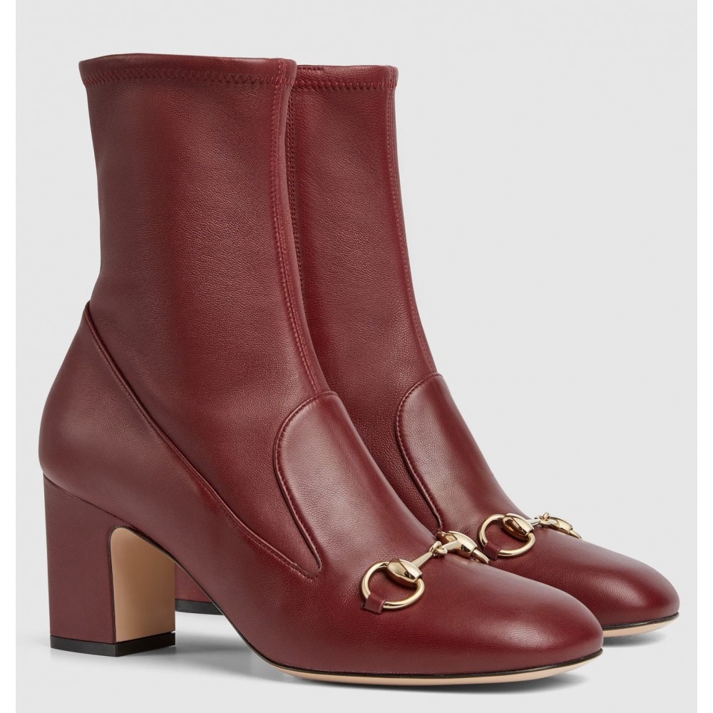 Gucci Horsebit Ankle Boots 75mm in Red Leather TDSS26019