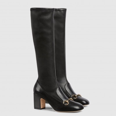 Gucci Horsebit Knee-High Boots 75mm in Black Leather TDSS26020