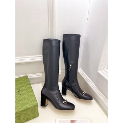 Gucci Horsebit Knee-High Boots 75mm in Black Leather TDSS26020