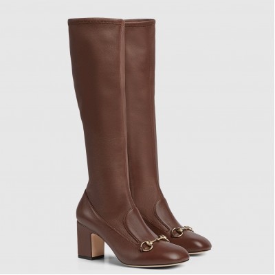 Gucci Horsebit Knee-High Boots 75mm in Dark Brown Leather TDSS26021