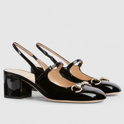 Gucci Horsebit Mary Jane Pumps in Black Patent Calfskin TDSS26138