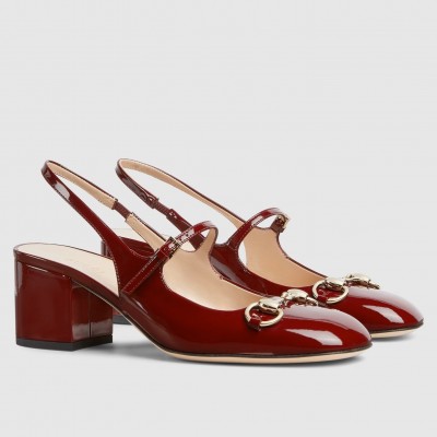 Gucci Horsebit Mary Jane Pumps in Red Patent Calfskin TDSS26139