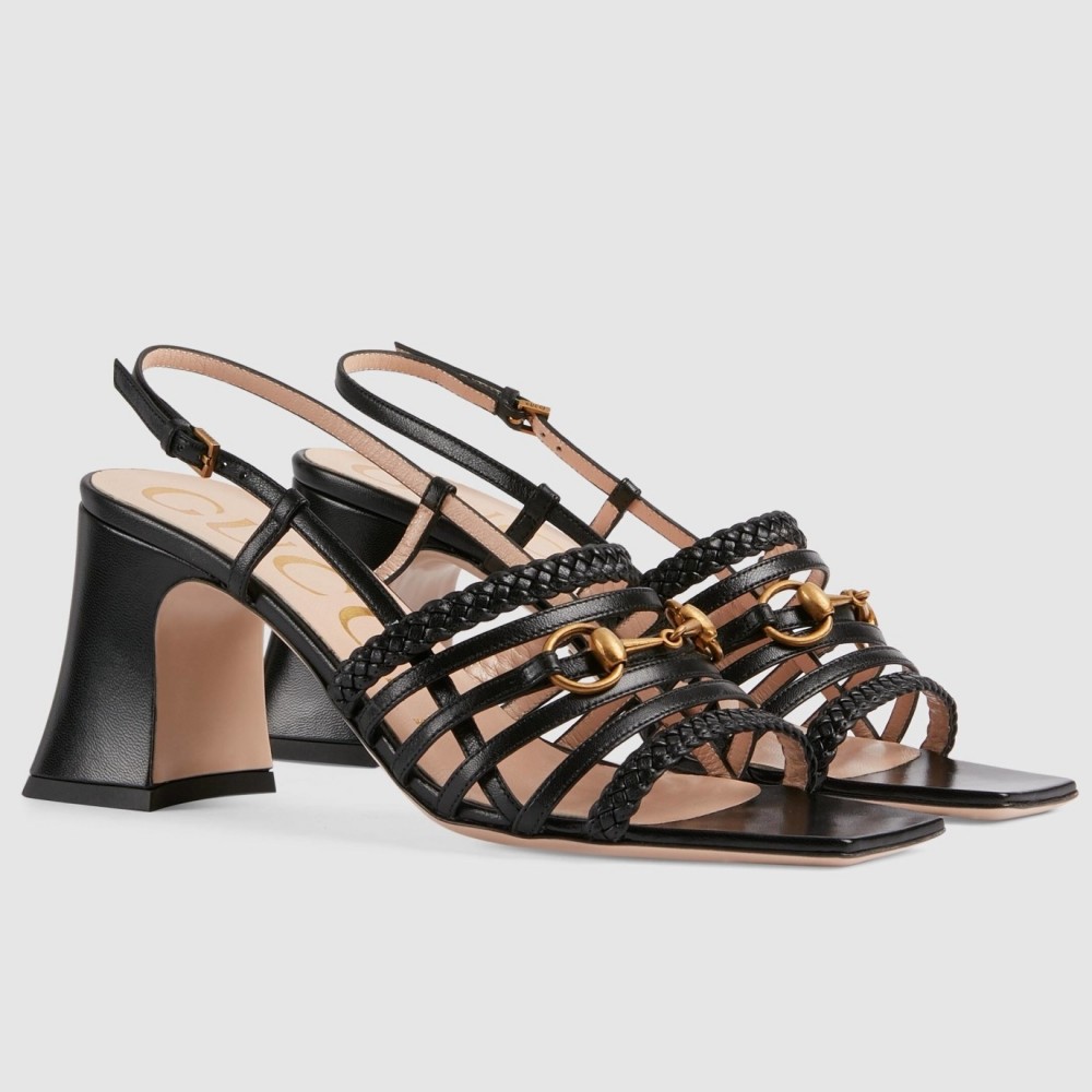 Gucci Horsebit Sandals 75mm in Black Leather TDSS26187