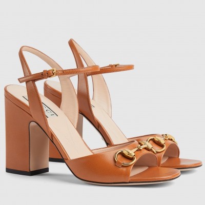 Gucci Horsebit Sandals 95mm in Brown Leather TDSS26189