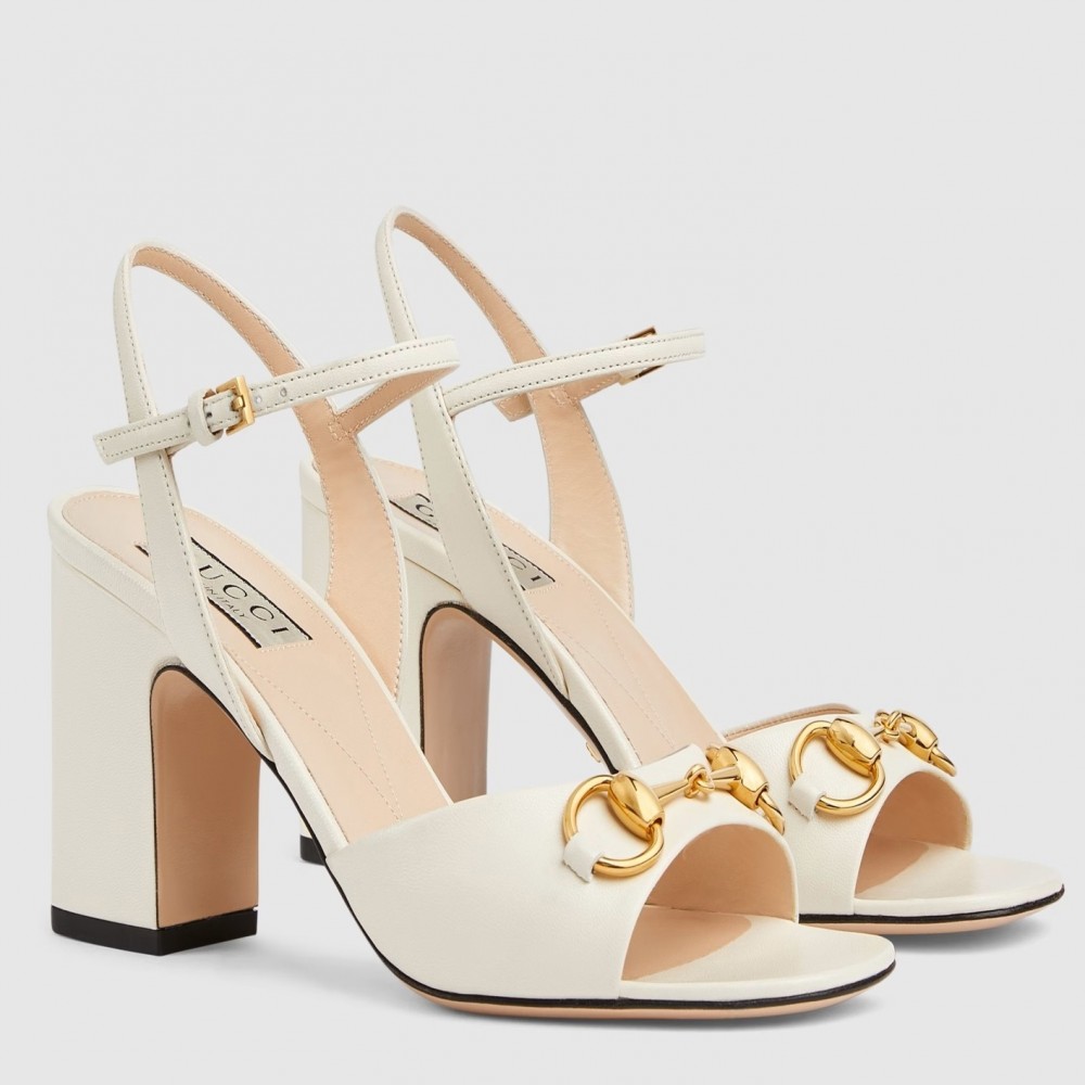 Gucci Horsebit Sandals 95mm in White Leather TDSS26192