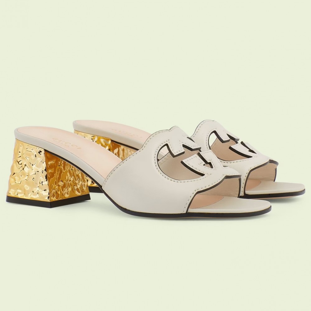 Gucci Interlocking G Cut-out Sandals 55mm in White Leather TDSS26194