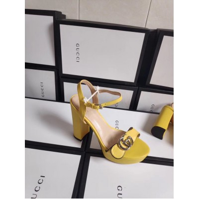 Gucci Marmont Platform Sandals 115mm in Yellow Leather TDSS26200