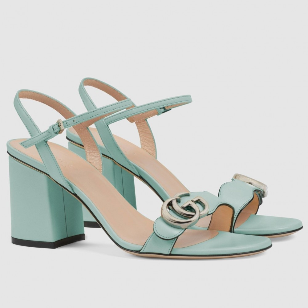 Gucci Marmont Sandals 75mm in Pastel Green Leather TDSS26204