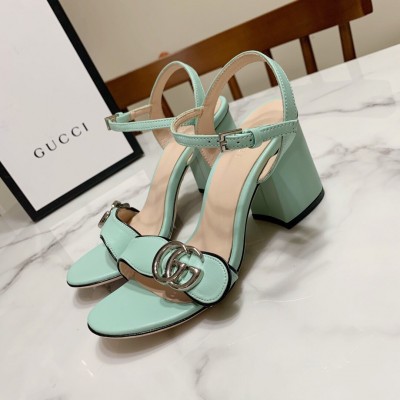 Gucci Marmont Sandals 75mm in Pastel Green Leather TDSS26204