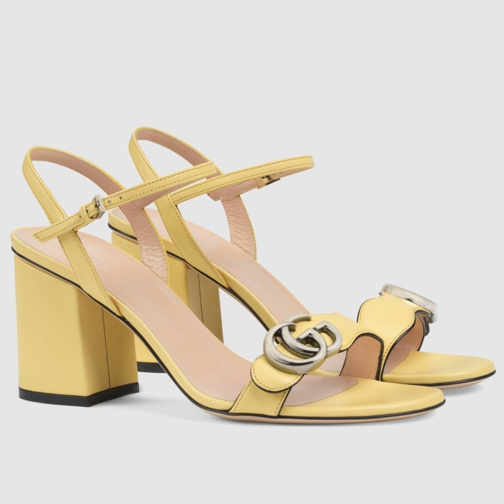 Gucci Marmont Sandals 75mm in Pastel Yellow Leather TDSS26205