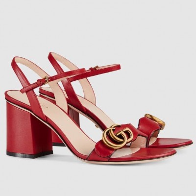 Gucci Marmont Sandals 75mm in Red Leather TDSS26206