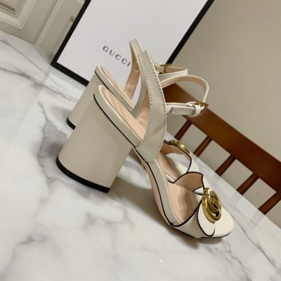 Gucci Marmont Sandals 75mm in White Leather TDSS26207