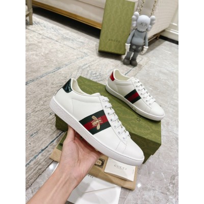 Gucci Men's Ace Sneakers in White Leather with Bee TDSS26313