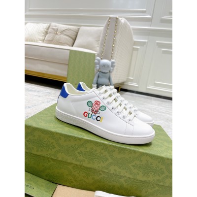 Gucci Men's Ace Sneakers in White Leather with Tennis Print TDSS26318