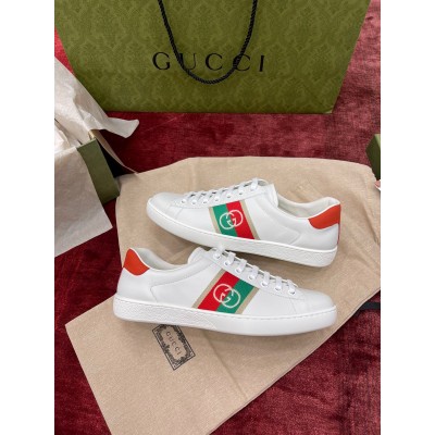 Gucci Men's Ace Sneakers in White Leather with Web Interlocking G TDSS26319