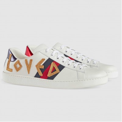 Gucci Men's Ace Sneakers with Embroidered Loved TDSS26321