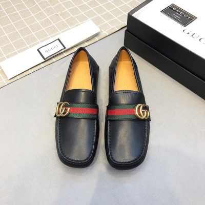 Gucci Men's Driver Loafers in Black Leather with Web TDSS26072