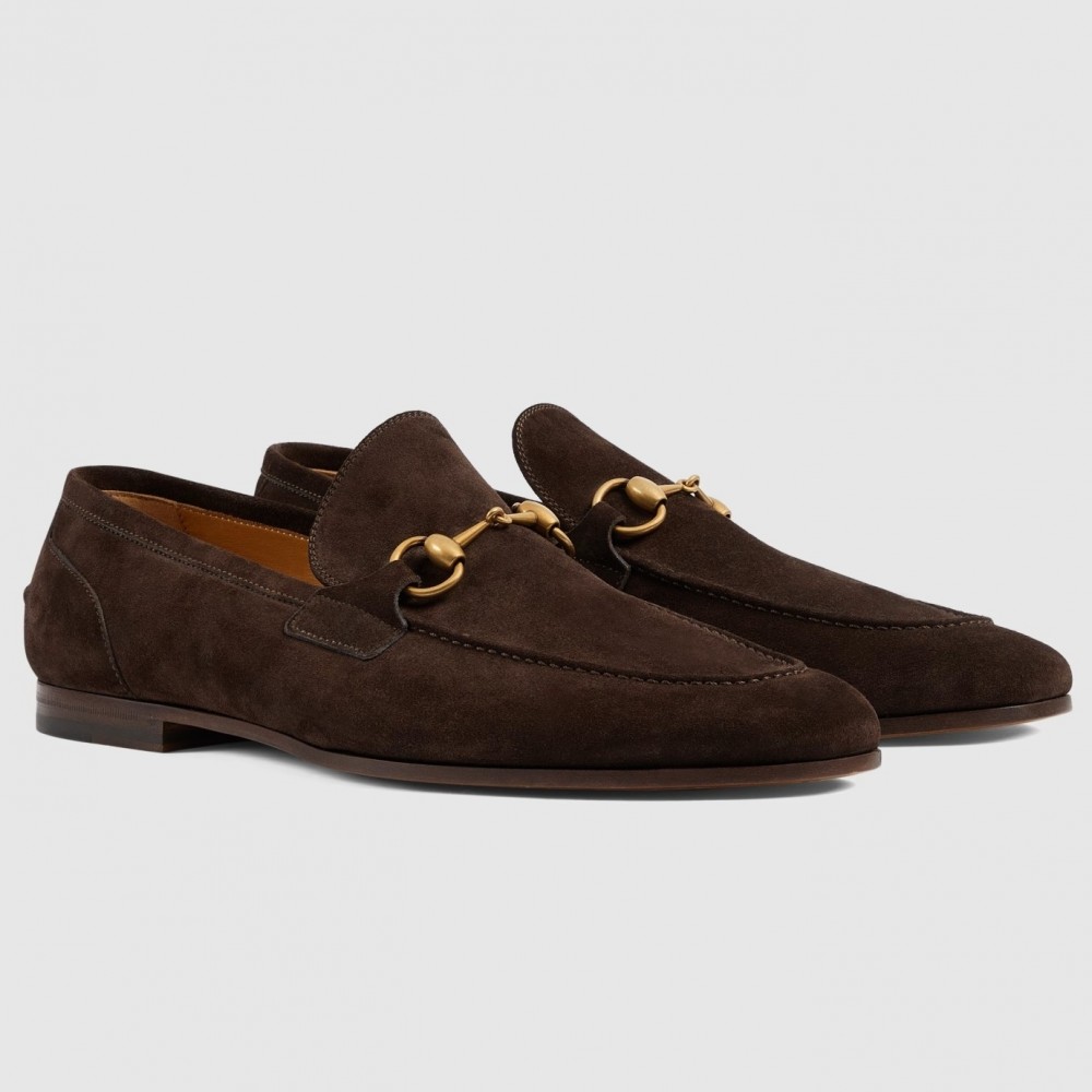 Gucci Men's Jordaan Loafers in Dark Brown Suede Leather TDSS26081